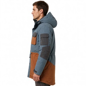 <b>Men's</b> <b>Long</b> Hooded Color Block <b>Puffer</b> Jacket Waterproof Polyester Winter Casual Outdoor Zipper <b>Coat</b> - Product Image 4