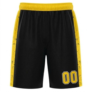 Shorts de basketball ODM pour hommes, noir et rose, imprimé par sublimation, motif géométrique, taille élastique, respirant, pour la gym et le sport - Product Image 4