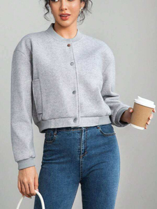 Wholesale Custom Womens Fashion Ribbed Letterman <b>Jacket</b> <b>Long</b> Sleeve Chenille Embroidery Logos Casual Baseball Breathable - Product Image 5