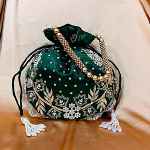 <b>Sparkling</b> Bead Embroidery Potli <b>Bag</b> Korean Style Wedding Bridal Evening Bucket Purse Handmade Handbag Potli <b>Bag</b> - Product Image 4