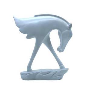 Decoración Moderna Abstracta de Animales para Sala de Estar, Repisa, Mesa, Arte Minimalista, Escultura de Caballo de Cerámica Blanca - Product Image 2