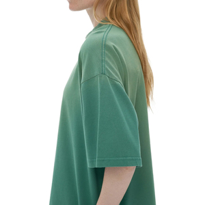 Camiseta de mujer con hombros caídos, estilo urbano, personalizada, con lavado ácido, efecto vintage desgastado por el sol, corte holgado, negra, de manga corta - Product Image 5