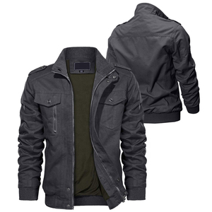 Men's Winter 100% Cotton Eco-Friendly Breathable Waterproof Softshell Cargo <b>Jacket</b> OEM Service Wholesale with Stand Collar - Product Image 4