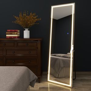 LED Aluminum Alloy <b>Full</b>-<b>Length</b> Rectangular <b>White</b> Vanity <b>Mirror</b> 63 20 1 Inch for Bathroom Bedroom Entryway Living/Dressing Room - Product Image 2