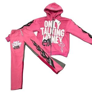 ชุดวอร์มสองชิ้นสำหรับผู้ชายชุดวอร์มแบบมีฮู้ดและชุดวิ่งแบบรูดซิป - Product Image 1