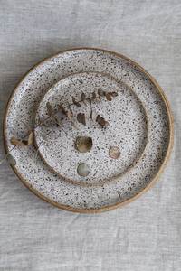 Round <b>Ceramic</b> Flat <b>Plate</b> Handmade Minimalist Design Speckled Finish Dinnerware Set - Product Image 6