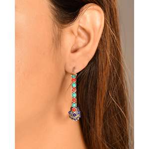 Pendientes de Aro de Moda Meera Jaipur con Múltiples Piedras Plateadas - Product Image 2