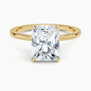 Anillo de Compromiso de Moissanita con Corte Radiante de 2 Quilates, Anillo de Novia Solitario con Halo Oculto - Product Image 1