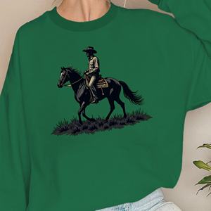 Mujer Impreso Cowboy Riding Horse Ilustración Sudaderas Casual Tejido de punto - Product Image 1