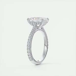 Anillo de compromiso de lujo con halo oculto y diamante de laboratorio de corte radiante de 2.50 quilates en oro blanco de 14k - Product Image 1