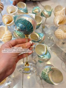 Copas de Cóctel Hechas a Mano con Diseño Único de Conchas Marinas, Tallo Largo, Decoración Costera, Juego de Copas de Vino con Capacidad de 0.75L, 6-10 Piezas, para Fiestas en la Playa, Bar en Casa - Product Image 4