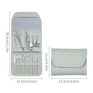 Kit de manucure portable en acier inoxydable 10 en 1 avec logo personnalisé, ensemble de manucure avec sac pour adultes, style classique - Product Image 5