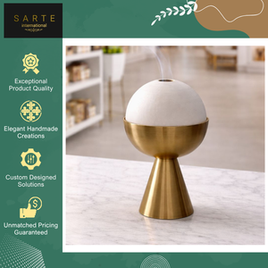 Hot Sale Luxury Home Decoration Premium White Gold Marble <b>Essential</b> <b>Oil</b> Diffuser Brass Base Aromatherapy Incense <b>Burner</b> Set - Product Image 5