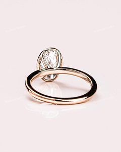 แหวนทองโมอิสซาไนต์ทรงรี 14K 18K แหวนหมั้นสำหรับผู้หญิง แหวนทรงรีแบบฝังขอบ แหวนแต่งงานเรียบง่าย - Product Image 3