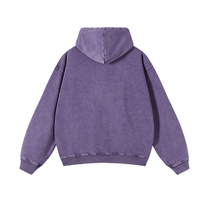 Sudadera con Capucha Morada Vintage de Alta Calidad, Lavada al Ácido, Oversize, 450 g/m², de Algodón Afelpado, Estilo Pullover, Personalizable, Lisa, para Streetwear - Product Image 2