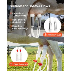 Macchina per Mungitura Capre Ricaricabile da 8000mAh con Secchio in Acciaio Inox di Grado Alimentare da 1,8 Galloni/7L e 4 Tettarelle per Mucche e Capre - Product Image 6