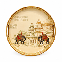 Plateau de service rond en bois naturel de qualité supérieure avec motifs d'éléphants et poignées |   Table à manger multifonctionnelle pour mariage, décoration intérieure