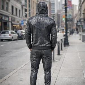 Conjunto de Chándal de Diseñador para Hombre, Sudadera con Capucha y Pantalones Deportivos con Patrón Griego de Lujo, Ropa Deportiva de Nylon - Product Image 4