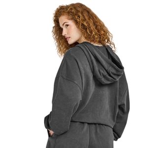 Sudadera con capucha cálida para mujer con cremallera frontal, forro polar informal, ajuste holgado, manga larga, estilo oversize para exteriores y uso diario - Product Image 2
