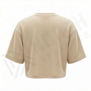 เสื้อครอปท็อปผู้หญิงผ้าฝ้ายสีพื้นแบบกำหนดเอง แขนสั้น สไตล์สตรีทแวร์ ฟิตเนส ออกกำลังกาย เสื้อยืดแอคทีฟแวร์ - Product Image 2