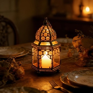 High Quality Hexagon Metal Moroccan <b>Lantern</b> Black Bronze <b>Silver</b> for Home Decoration Durable Indoor Outdoor Use - Product Image 4