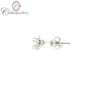 Boucles d'oreilles clous halo en or blanc rose 18 carats AU750 avec diamant naturel 0,18 carat, finition polie, cadeau pour femme pour mariage, fiançailles ou soirée - Product Image 2