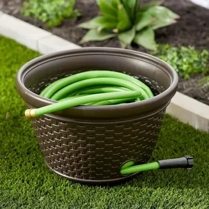 Elegantes macetas metálicas para exteriores con almacenamiento oculto para mangueras de jardín que mejoran la decoración de tu espacio. - Product Image 1