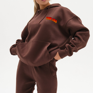 Ensemble de survêtements personnalisés pour femmes en coton French Terry de haute qualité, avec sweat à capuche et pantalon de jogging effet délavé et vieilli - Product Image 2