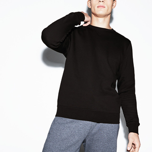 Sudadera de cuello redondo negra para hombre, corte regular, informal, tejida, 100% algodón, para otoño - Product Image 4