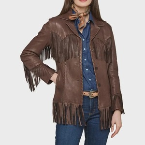 Oem Wholesale New Fashionable Women's Sheep Skin Leather Fringe Knitted Winter <b>Heated</b> <b>Jackets</b> Plus Size - Product Image 3