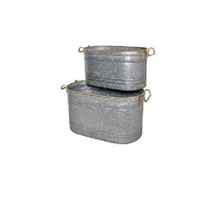 Jardinière en métal galvanisé la plus vendue avec poignées pour la décoration intérieure et extérieure du jardin, forme ovale, jardinières à fleurs - Product Image 6