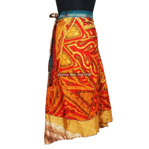 <b>Summer</b> Vintage <b>Long</b> Silk Wraparound <b>Skirt</b> Newest Design Recycled Reversible Silk Sari Indian Printed <b>Long</b> Length Wrap Women's - Product Image 3