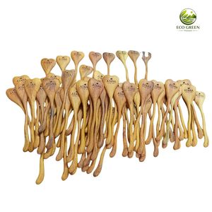 Wholesale High Quality Eco-Friendly Rose Gold Plated Big Wooden Spoon Olive Handle Fork Children Ice <b>Cream</b> Eating Utensil Rice - Product Image 6