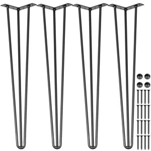 Gambe per tavolo da scrivania nere da 24 pollici (confezione da 4) - Capacità di carico 880 libbre, 3 aste, per panche o tavoli da pranzo - Product Image 1