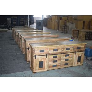 Buffet multi-tiroirs en bois de manguier massif de style industriel, porte coulissante convertible pour la maison, le salon, l'hôtel, l'atelier, l'hôpital - Product Image 3