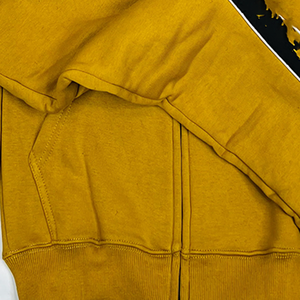 LUXE ชุดวอร์มลำลองสำหรับฤดูหนาวมีฮู้ดแบบมีซิปสีทองมีฮู้ดแบบธรรมดาลายทางสีดำแวววาวแวววาวสีทอง - Product Image 3