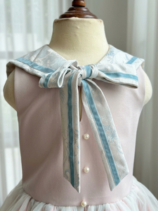 Vestido tutú rosa para niñas, vestido de fiesta sin mangas con cuello de marinero y lazo, falda de malla, vestido de cumpleaños, vestido Koko San - Product Image 2