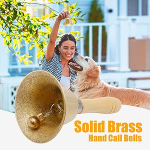 Campana de mano de latón fácil de usar para actividades al aire libre, rituales de templo, sesiones de entrenamiento, con mango de madera y sonido fuerte. - Product Image 6
