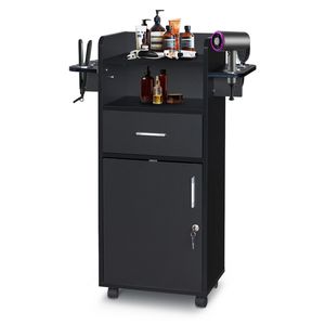 Carrello per Salone di Bellezza Domestico, Armadietto in Ferro con Ruote Girevoli a 360 Gradi, 6 Portautensili, 1 Cassetto, Stazione Mobile per Uso Professionale - Product Image 1