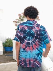 Camisa de Manga Corta para Hombre, Teñida a Mano, Estilo Tie-Dye, con Botones, de Tela de Algodón Suave, Ligera y Transpirable - Product Image 2