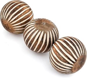 <b>Decorative</b> Ball Mango Wood Round Balls Set of 3 - Coffee Table Centerpiece Home Décor Living Room, Bedroom, <b>Kitchen</b> - Product Image 1