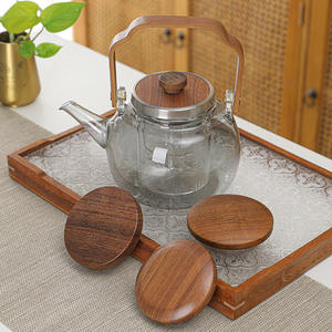 Pot en verre rond avec couvercle en bois, réutilisable, style moderne, récipient de rangement, couvercles jetables - Product Image 3