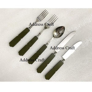 Juego de cubiertos de diseño con mango de resina blanca para eventos, bodas, fiestas, 5 piezas, cubertería, cuchara, tenedor, cuchillo - Product Image 2