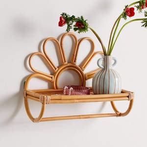 Children Natural Rattan Bookcases Kids Wood Bookshelves Unique Flower Shaped <b>Storage</b> Bookshelf - Product Image 4