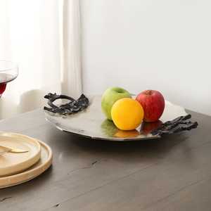Bandeja Decorativa Irregular Plateada Smart Styling con Asas Negras 41x34x5 cm, Artesanía Metálica Tradicional, Pieza Única - Product Image 3
