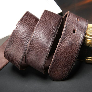 Cinturón Reversible de Cuero Genuino Marrón de Piel de Vaca, Hebilla Rectangular Plateada de Color Sólido, Estilo Casual, Duradero, 2.8cm de Ancho, Personalizable - Product Image 5