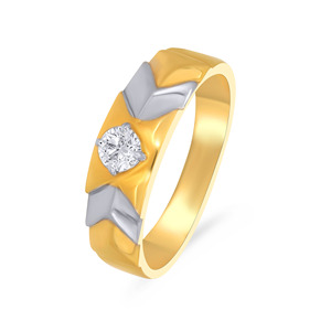 Anillo Solitario Shiny Arrow para Hombre, Elegante Anillo de Diamantes Solitario en Oro de Dos Tonos, Anillo de Compromiso y Boda con Diamante Redondo Brillante - Product Image 1