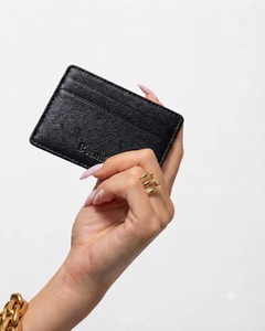 Beena's Genuine Leather Card <b>Holder</b> Minimalist Black Credit Card Wallet Laser Printing No Closure - Product Image 5