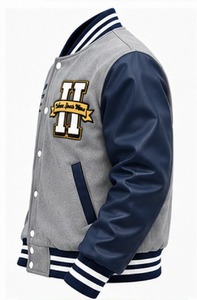 Chaqueta Varsity de PU para Hombre, Estilo Preppy, con Logotipo Bordado y Parches, Cuello Camisero, Corte Regular, para Otoño - Product Image 5