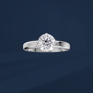 Anillo de compromiso clásico con diamante redondo de talla brillante de 1 quilate en oro blanco para mujer, color D, piedra creada en laboratorio con certificación IGI - Product Image 4